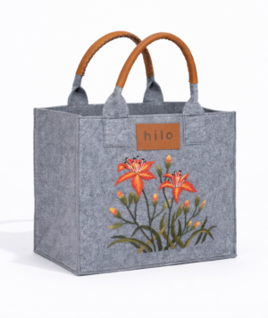 Torba na zakupy z haftem pomarańczowych lilii